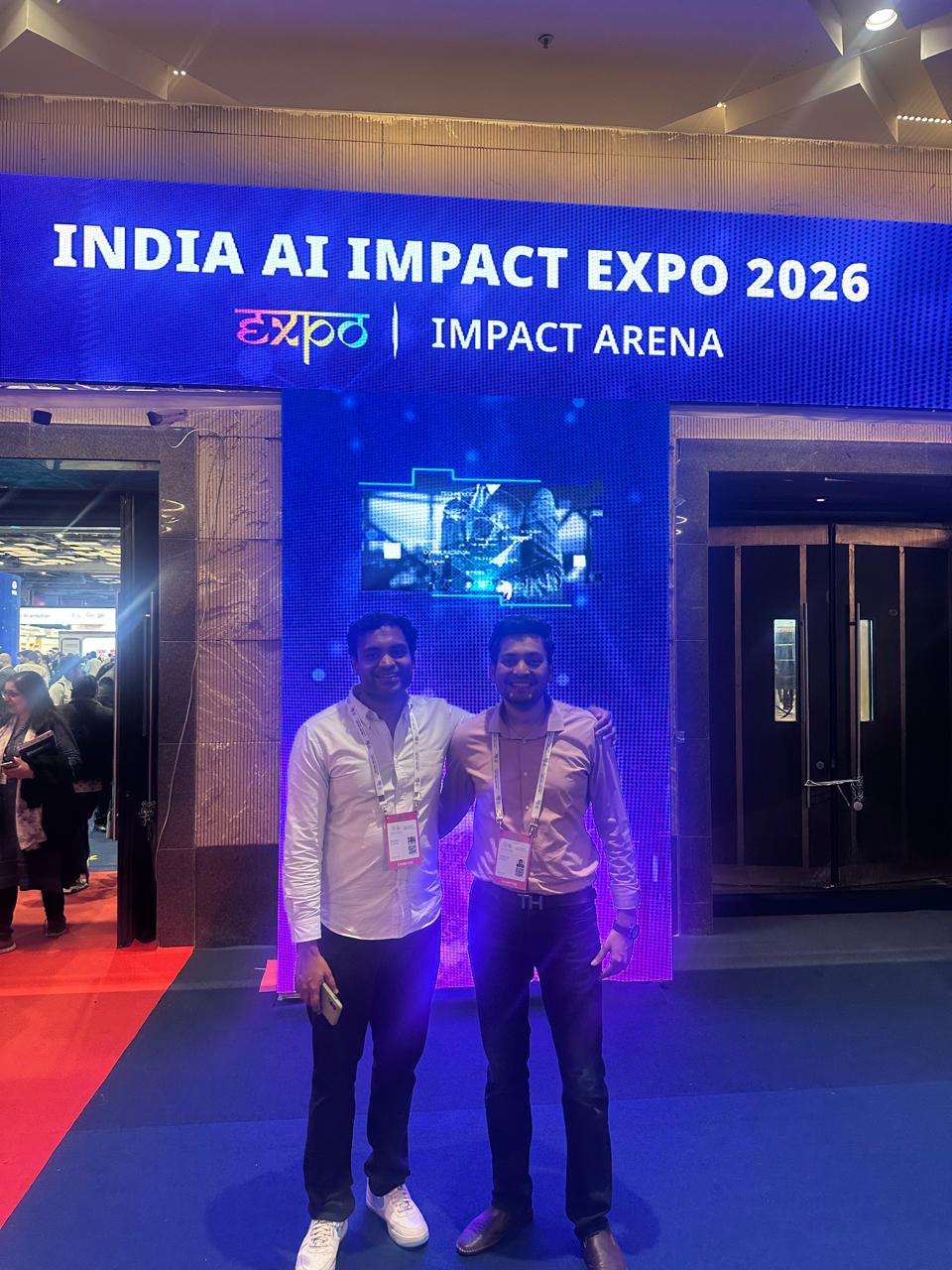 The team at the India AI Impact Expo entrance
